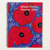 Rote Mohnblumen handillustriertes florales Muster Planer (Vorderseite)