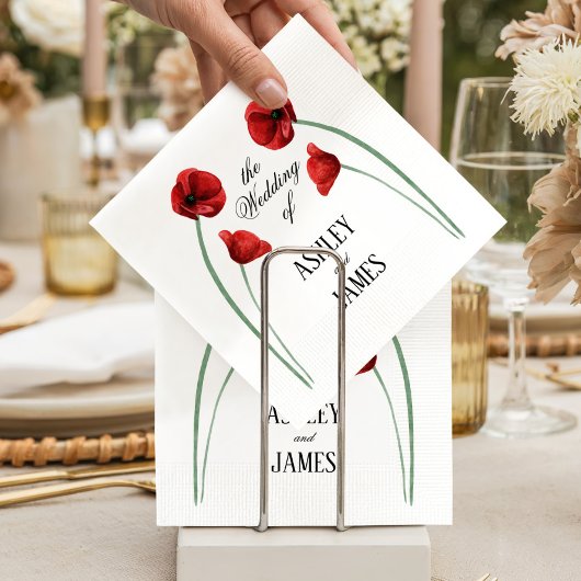Rote Mohnblumen Hochzeit Moderne Architektur Serviette