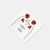 Rote Mohnblumen Hochzeit Moderne Architektur Serviette (Ecke)