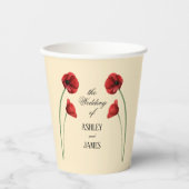 Rote Mohnblumen Hochzeit Moderne Blumen Pappbecher (Vorderseite)