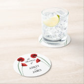 Rote Mohnblumen Hochzeit Moderne Blumen Runder Pappuntersetzer (Vor Ort)