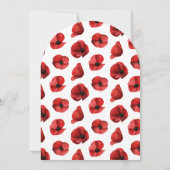 Rote Mohnblumen Hochzeit Moderne Bogenförmige Blum Einladung (Rückseite)