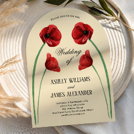 Rote Mohnblumen Hochzeitskarten Alles in Einem Einladung