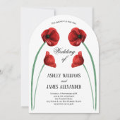 Rote Mohnblumen Hochzeitskarten in einem Einladung (Vorderseite)