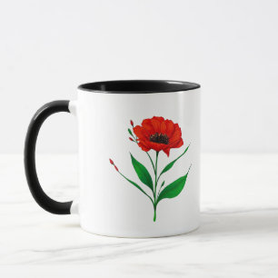 Rote Mohnblumen-Illustration Tasse