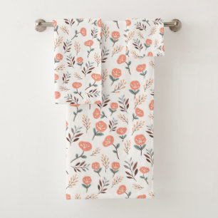 Rote Mohnblumen im skandinavischen Stil Badhandtuch Set