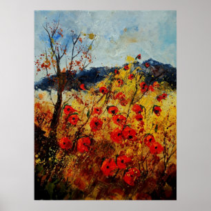 Rote Mohnblumen in Provence 450108 Poster