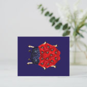 Rote Mohnblumen-Käfer-Grafik Postkarte (Stehend Vorderseite)