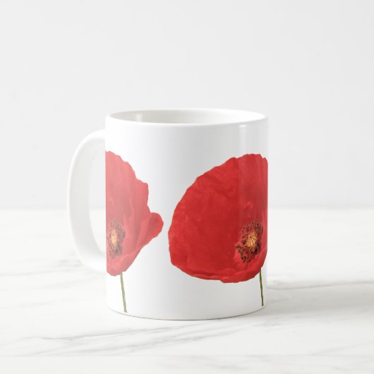 Rote Mohnblumen-Kaffee-Tasse Kaffeetasse (Vorderseite Links)