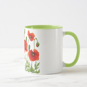 Rote Mohnblumen-Kaffee-Tassen-ukrainischer Entwurf Tasse