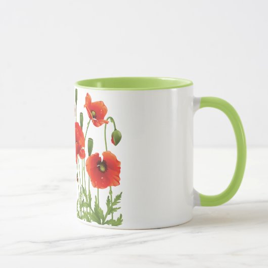 Rote Mohnblumen-Kaffee-Tassen-ukrainischer Entwurf Tasse (Rechts)
