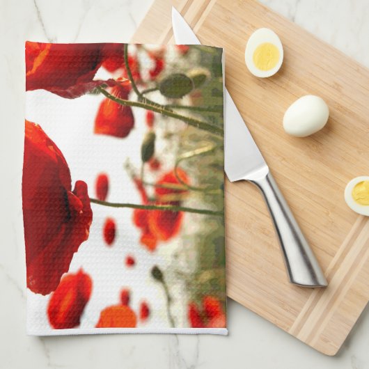 Rote Mohnblumen Küchentuch (Viertel Falte)