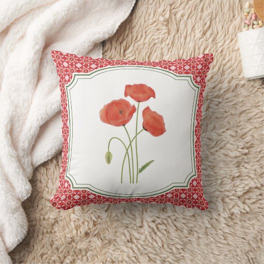 Rote Mohnblumen Land Sommer Kissen (Decke)