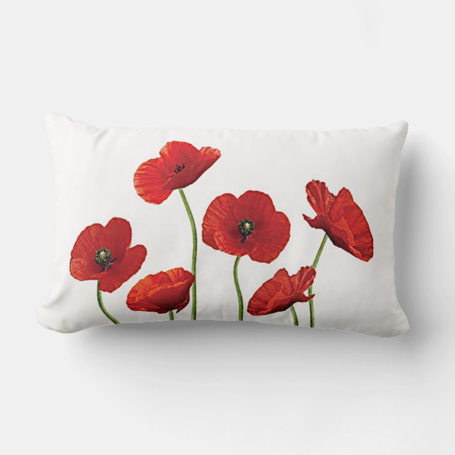 Rote Mohnblumen Lendenkissen (Vorderseite)
