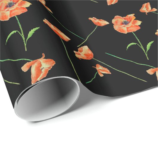 Rote Mohnblumen mit Blumen Geschenkpapier (Rolleneckpunkt)