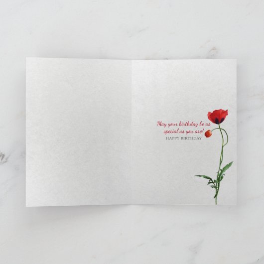 rote Mohnblumen mit Cattailsgeburtstag Karte (Innenseite)