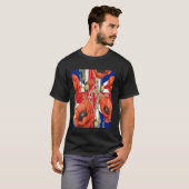 Rote Mohnblumen mit Union Jack Hintergrund T-Shirt (Vorne ganz)