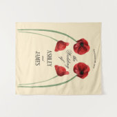Rote Mohnblumen Moderne Hochzeit Wandteppich (Vorderseite (Horizontal))