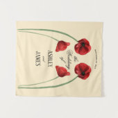 Rote Mohnblumen Moderne Hochzeit Wandteppich (Vorderseite (Horizontal))