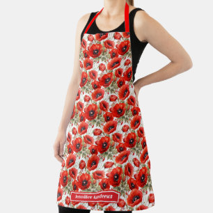 Rote Mohnblumen Mohn Blumen  Schürze