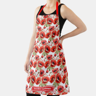 Rote Mohnblumen Mohn Blumen  Schürze
