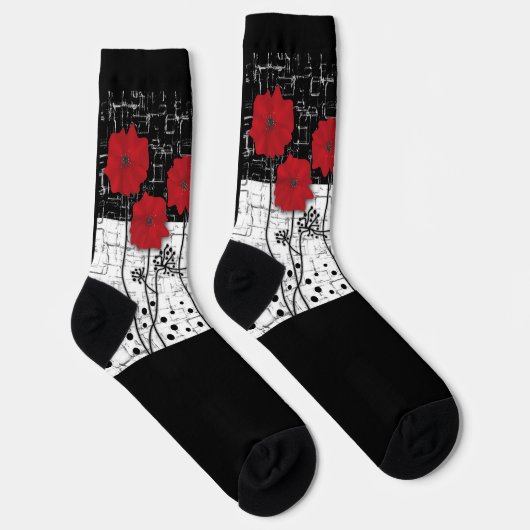 Rote Mohnblumen, Mohn, rote Blume Socken (Rechts)