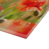 Rote Mohnblumen-Mohnblumen-Blumen-blauer Himmel Schneidebrett (Ecke)