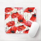 Rote Mohnblumen Mousepad (Mit Mouse)