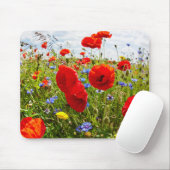 Rote Mohnblumen Mousepad (Mit Mouse)