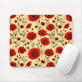 Rote Mohnblumen Muster Mousepad (Mit Mouse)