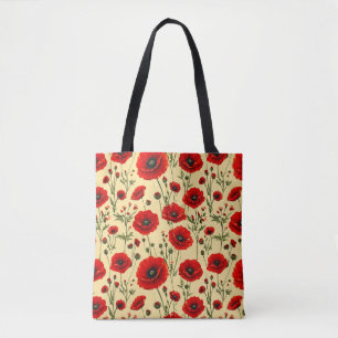 Rote Mohnblumen Muster Tasche