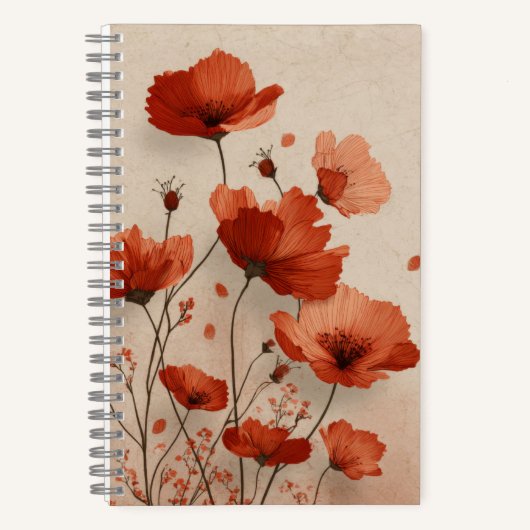 Rote Mohnblumen  Notizblock (Vorderseite)
