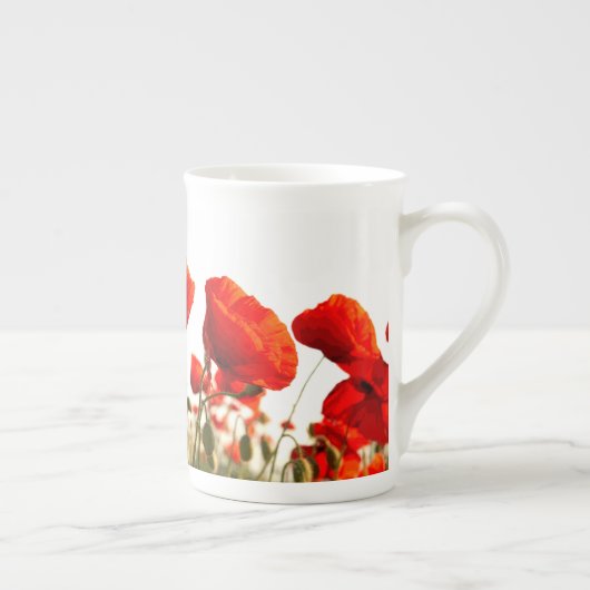 Rote Mohnblumen Porzellantasse (Rechts)
