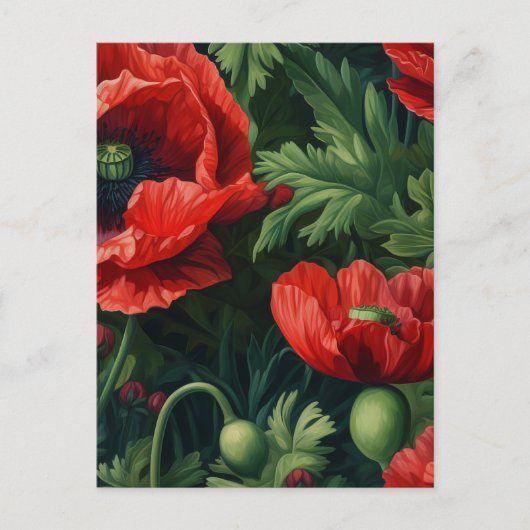 Rote Mohnblumen Postkarte (Vorderseite)