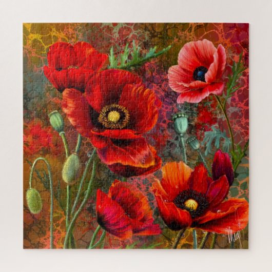 Rote Mohnblumen Puzzle (Vertikal)