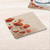 Rote Mohnblumen. Rechteckiger Pappuntersetzer (angewinkelt)