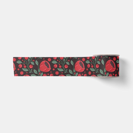 Rote Mohnblumen Satinband (Vorderseite)