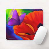 Rote Mohnblumen-Schmetterlings-Malerei-Kunst - Mousepad (Mit Mouse)