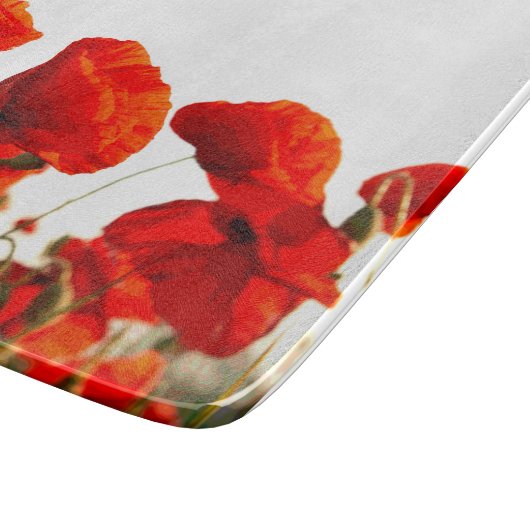 Rote Mohnblumen Schneidebrett (Ecke)