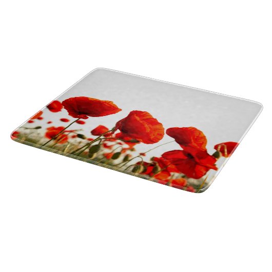 Rote Mohnblumen Schneidebrett (Ecke)