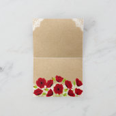 Rote Mohnblumen-Spitze-Kraftpapier-rustikale Dankeskarte (Innenseite)