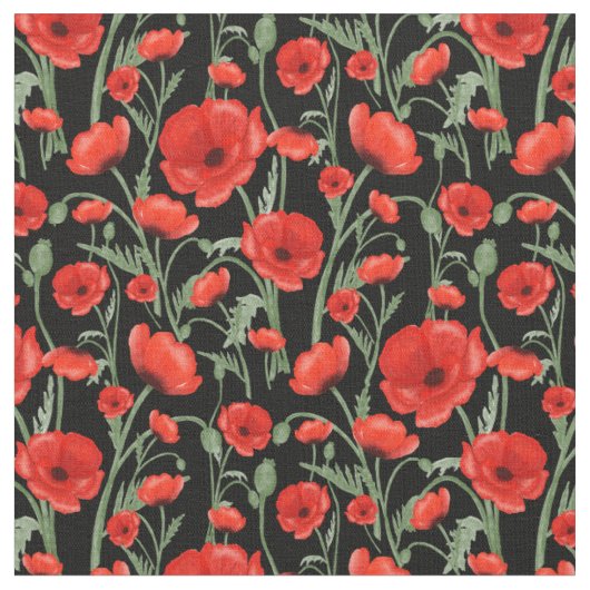Rote Mohnblumen Stoff (Nahaufnahme)