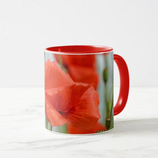 Rote Mohnblumen Tasse (VorderseiteRechts)