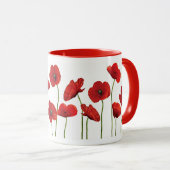 Rote Mohnblumen Tasse (VorderseiteRechts)