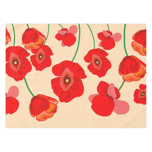 Rote Mohnblumen Tischdecke (Vorderseite (Horizontal))