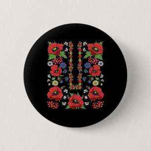 Rote Mohnblumen Ukraine-Shirt Floral Ukrainische W Button