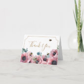 Rote Mohnblumen und Bienen Danke Karte (Vorderseite)