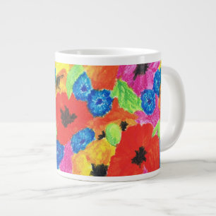 Rote Mohnblumen-und blaue Cornflowers-Blumenmuster Jumbo-Tasse