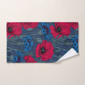 Rote Mohnblumen und blaue Maisblumen auf blau Badhandtuch Set (Handtuch)