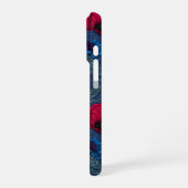 Rote Mohnblumen und blaue Maisblumen auf blau iPhone Hülle (Linke Seite)